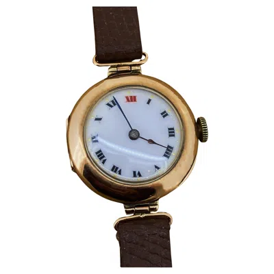 Pre-owned Rolex Antique C1915  W&d 9k 375 Rose Gold 28mm Hinged Round Case Ladies' Watch In Red