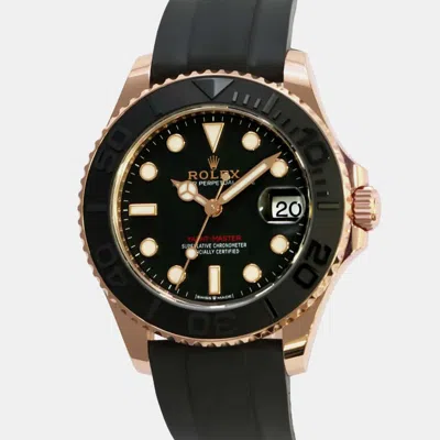 Pre-owned Rolex Black 18k Rose Gold Yacht-master 268655 Automatic Men's Wristwatch 37 Mm