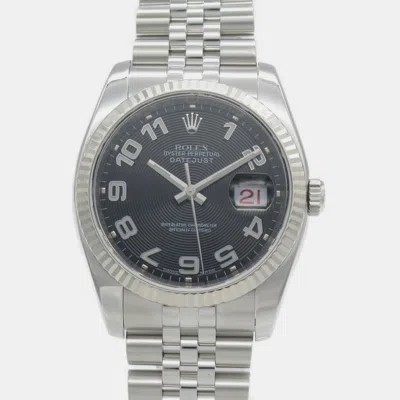 Pre-owned Rolex Black 18k White Gold Datejust 116234 Men's Wristwatch 36 Mm