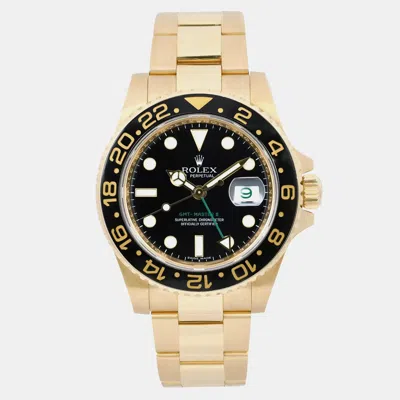 Pre-owned Rolex Black 18k Yellow Gold Gmt-master Ii 116718 Automatic Men's Wristwatch 40 Mm