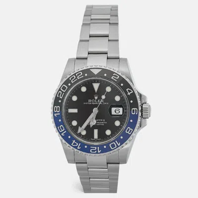 Pre-owned Rolex Black Cerachrom Oystersteel Gmt Master Ii 116710blnr 'batman' Wristwatch 40 Mm In Silver