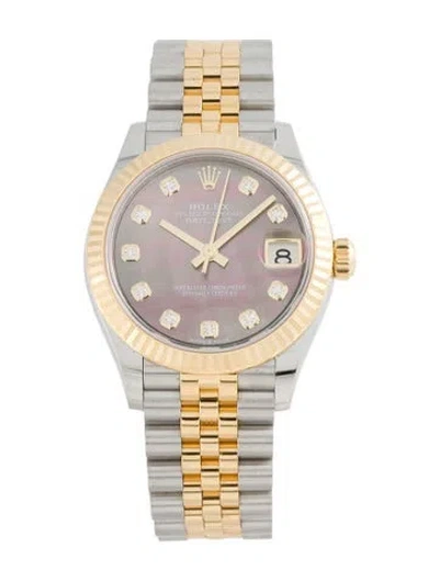 Pre-owned Rolex Black Mother Of Pearl And Diamond Dial Datejust, 31mm