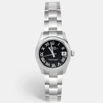 Pre-owned Rolex Black Oystersteel Datejust M278240-0001 Women's Wristwatch 31 Mm