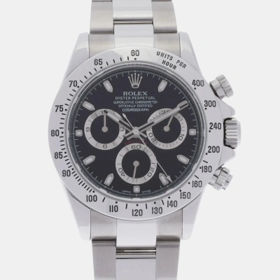 Pre-owned Rolex Black Stainless Steel Cosmograph Daytona 116520 Automatic Men's Wristwatch 40 Mm