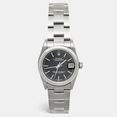 Pre-owned Rolex Black Stainless Steel Datejust 78240 Women's Wristwatch 31 Mm