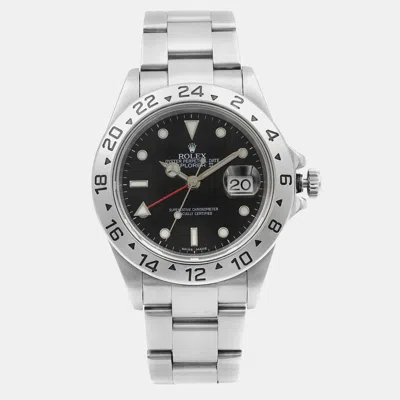 Pre-owned Rolex Black Stainless Steel Explorer Ii 16570 Automatic Men's Wristwatch 40mm