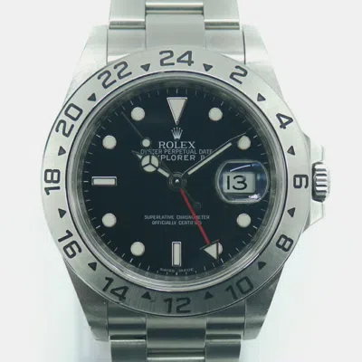 Pre-owned Rolex Black Stainless Steel Explorer Ii 16570 Men's Wristwatch 40mm