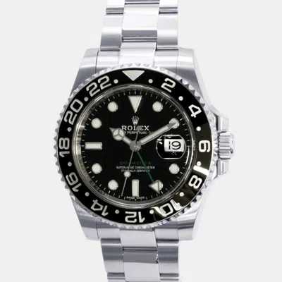 Pre-owned Rolex Black Stainless Steel Gmt-master Automatic Men's Wristwatch 40 Mm