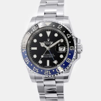 Pre-owned Rolex Black Stainless Steel Gmt-master Ii 116710blnr Automatic Men's Wristwatch 40 Mm