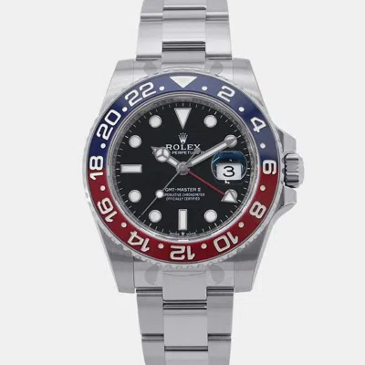 Pre-owned Rolex Black Stainless Steel Gmt-master Ii 126710blro Automatic Men's Wristwatch 40 Mm