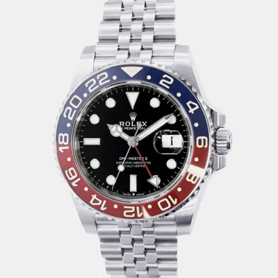 Pre-owned Rolex Black Stainless Steel Gmt-master Ii 126710blro Automatic Men's Wristwatch 40 Mm