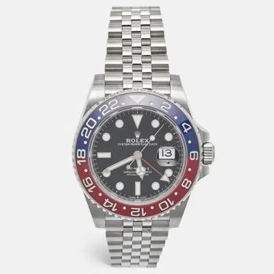 Pre-owned Rolex Black Stainless Steel Gmt-master Ii 126710blro Men's Wristwatch 40 Mm
