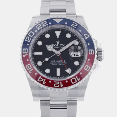 Pre-owned Rolex Black Stainless Steel Gmt-master Ii Automatic Men's Wristwatch 40 Mm