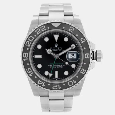 Pre-owned Rolex Black Stainless Steel Gmt Master Ii Automatic Men's Wristwatch 40 Mm