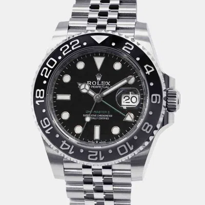 Pre-owned Rolex Black Stainless Steel Gmt-master Ii Automatic Men's Wristwatch 40 Mm