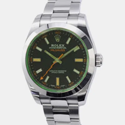 Pre-owned Rolex Black Stainless Steel Milgauss 116400gv Automatic Men's Wristwatch 40 Mm