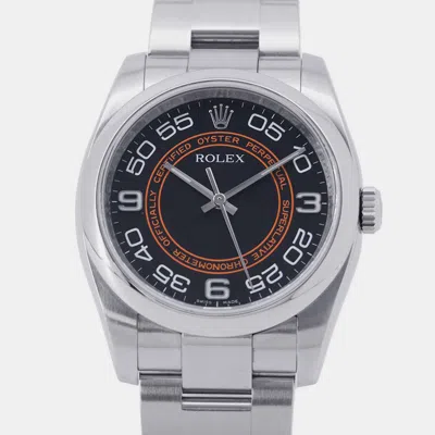 Pre-owned Rolex Black Stainless Steel Oyster Perpetual 116000 Automatic Men's Wristwatch 36 Mm