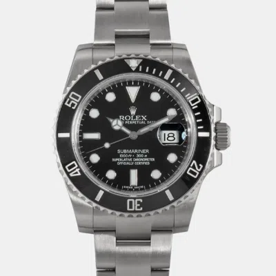 Pre-owned Rolex Black Stainless Steel Submariner 116610ln Automatic Men's Wristwatch 40 Mm
