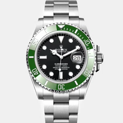 Pre-owned Rolex Black Stainless Steel Submariner 126610lv Automatic Men's Wristwatch 41 Mm