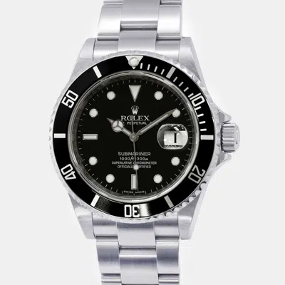Pre-owned Rolex Black Stainless Steel Submariner 16610 Automatic Men's Wristwatch 40 Mm