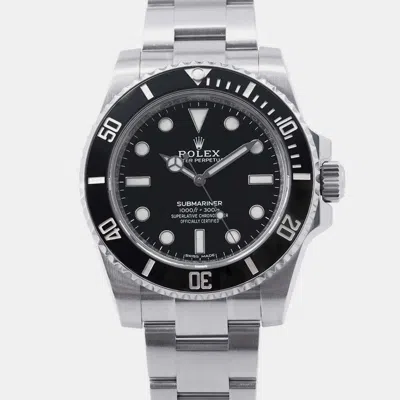 Pre-owned Rolex Black Stainless Steel Submariner Automatic Men's Wristwatch 40 Mm