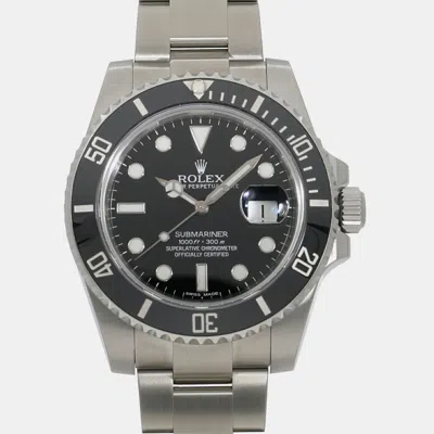 Pre-owned Rolex Black Stainless Steel Submariner Automatic Men's Wristwatch 40 Mm