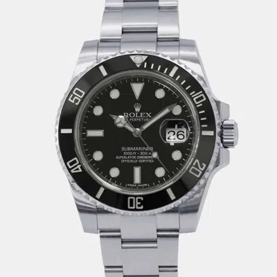 Pre-owned Rolex Black Stainless Steel Submariner Automatic Men's Wristwatch 40 Mm