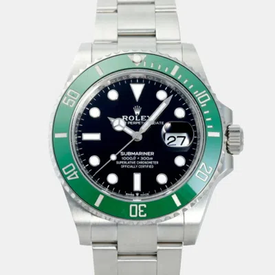 Pre-owned Rolex Black Stainless Steel Submariner Date 126610lv Men's Watch 41 Mm