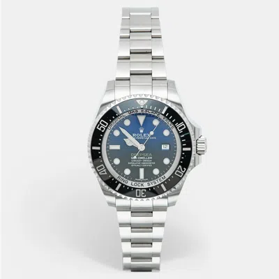 Pre-owned Rolex Blue Black Stainless Steel Deepsea Sea-dweller 116660-bkso Men's Wristwatch 44 Mm In Silver