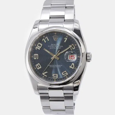 Pre-owned Rolex Blue Stainless Steel Datejust 116200 Automatic Men's Wristwatch 36 Mm