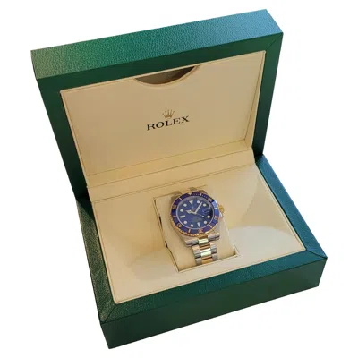 Pre-owned Rolex Blue Submariner Date Two-tone Watch 116613lb