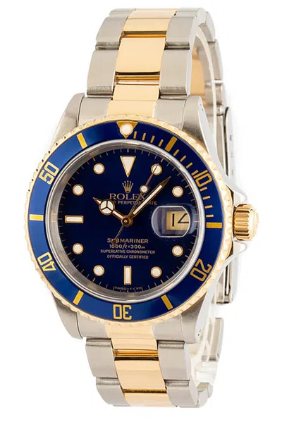 Pre-owned Rolex Bob's Watches  40mm Submariner 16613 In Two Tone Blue Bluesy
