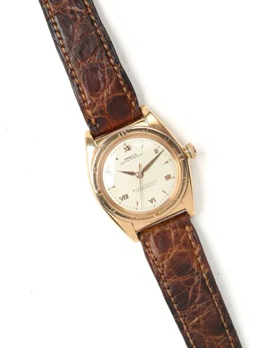 Pre-owned Rolex Bubbleback 32mm Ref 3372 18k Ca 1946 Watch In Beige