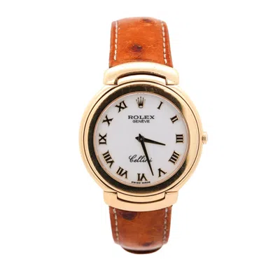 Pre-owned Rolex Cellini 18k Gold 37mm 6623 On Leather Watch Box And Papers In Multi