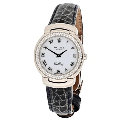 Pre-owned Rolex Cellini 18k White Gold Cellissima 26mm Dial Diamond Bezel 6671 Watch