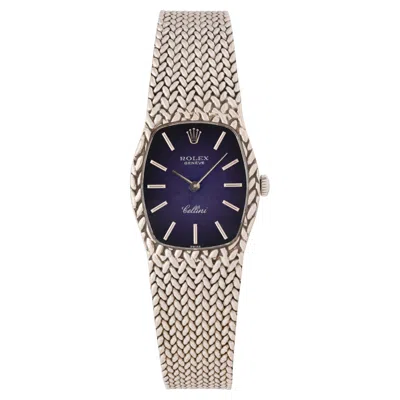 Pre-owned Rolex Cellini 18k White Gold With Rare Blue Vignette Dial 1974
