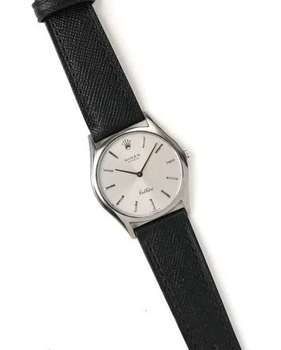 Pre-owned Rolex Cellini 32mm Ref 3804 Ca 1975 18k Watch In Silver