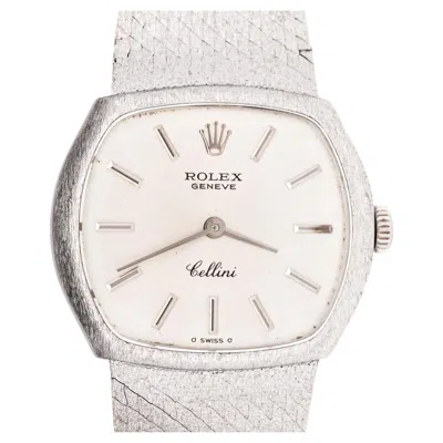 Pre-owned Rolex Cellini 3801 Silver Dial 26mm 18k White Gold Vintage Ladies Watch