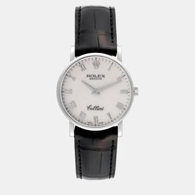 Pre-owned Rolex Cellini Classic White Gold Ivory Anniversary Dial Men's Watch 31.8 Mm