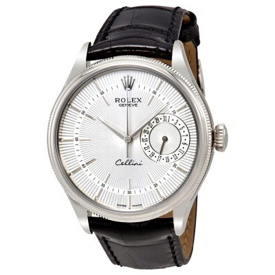 Rolex Cellini Date Silver Dial 18k White Gold Men's Watch 50519ssbkl In Black