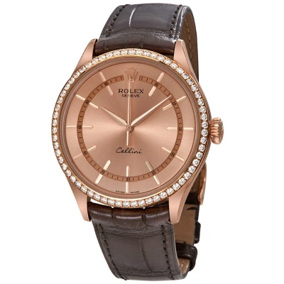 Rolex Cellini Pink Dial Automatic Men's 18kt Everose Gold Watch 50705rbr In Brown / Dark / Gold / Pink / Rose / Rose Gold