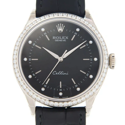 Rolex Cellini Time Automatic Diamond Black Dial Ladies Watch 50709bkdbkl