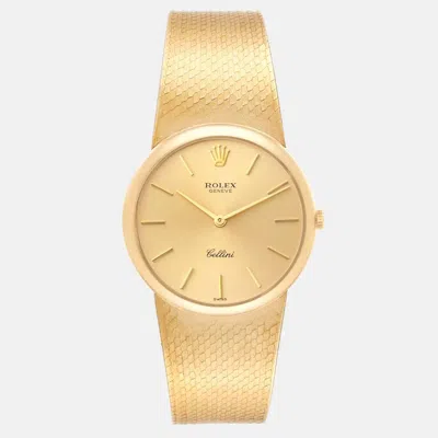 Pre-owned Rolex Cellini Yellow Gold Vintage Ladies Watch 30 Mm