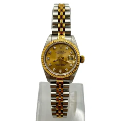 Pre-owned Rolex Champagne Gold Yellow Stainless Steel Wristwatch () In Multi