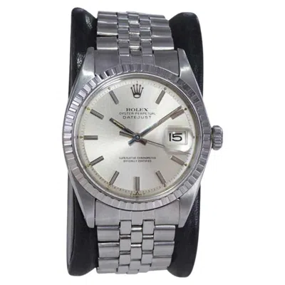 Pre-owned Rolex Classic Steel Datejust With Original Dial And Machined Bezel In Multi