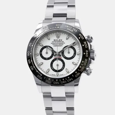 Pre-owned Rolex Cosmograph Daytona 116500ln Automatic White Stainless Steel Men's Wristwatch 40 Mm