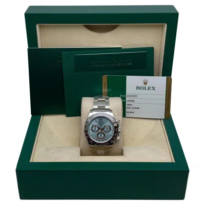 Pre-owned Rolex Cosmograph Daytona 116506 40mm Platinum Index Icy Blue Chestnut Watch