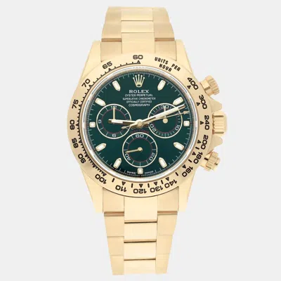 Pre-owned Rolex Cosmograph Daytona 116508 Automatic Green 18k Yellow Gold Men's Wristwatch 40 Mm