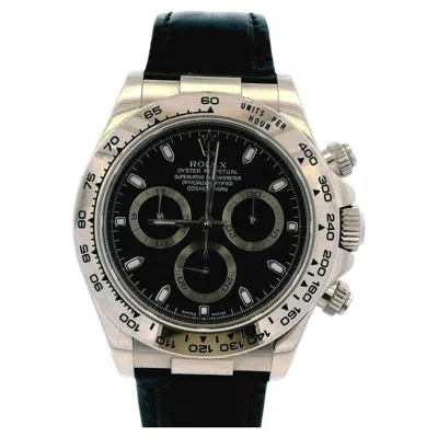 Pre-owned Rolex Cosmograph Daytona 116519 18k White Gold Black Dial Box & Papers