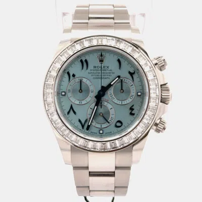 Pre-owned Rolex Cosmograph Daytona 116576tbr Blue Platinum Diamond Automatic Men's Watches 40mm